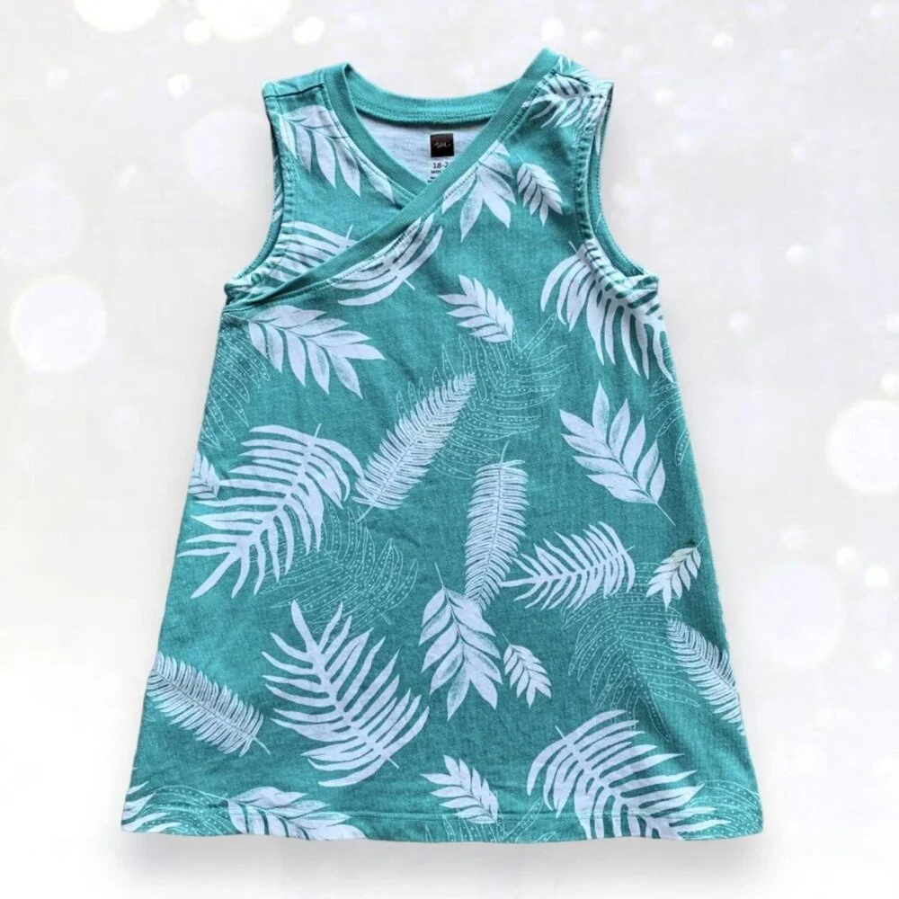 Tea Collection Fern Leaf Wrap Neck Dress